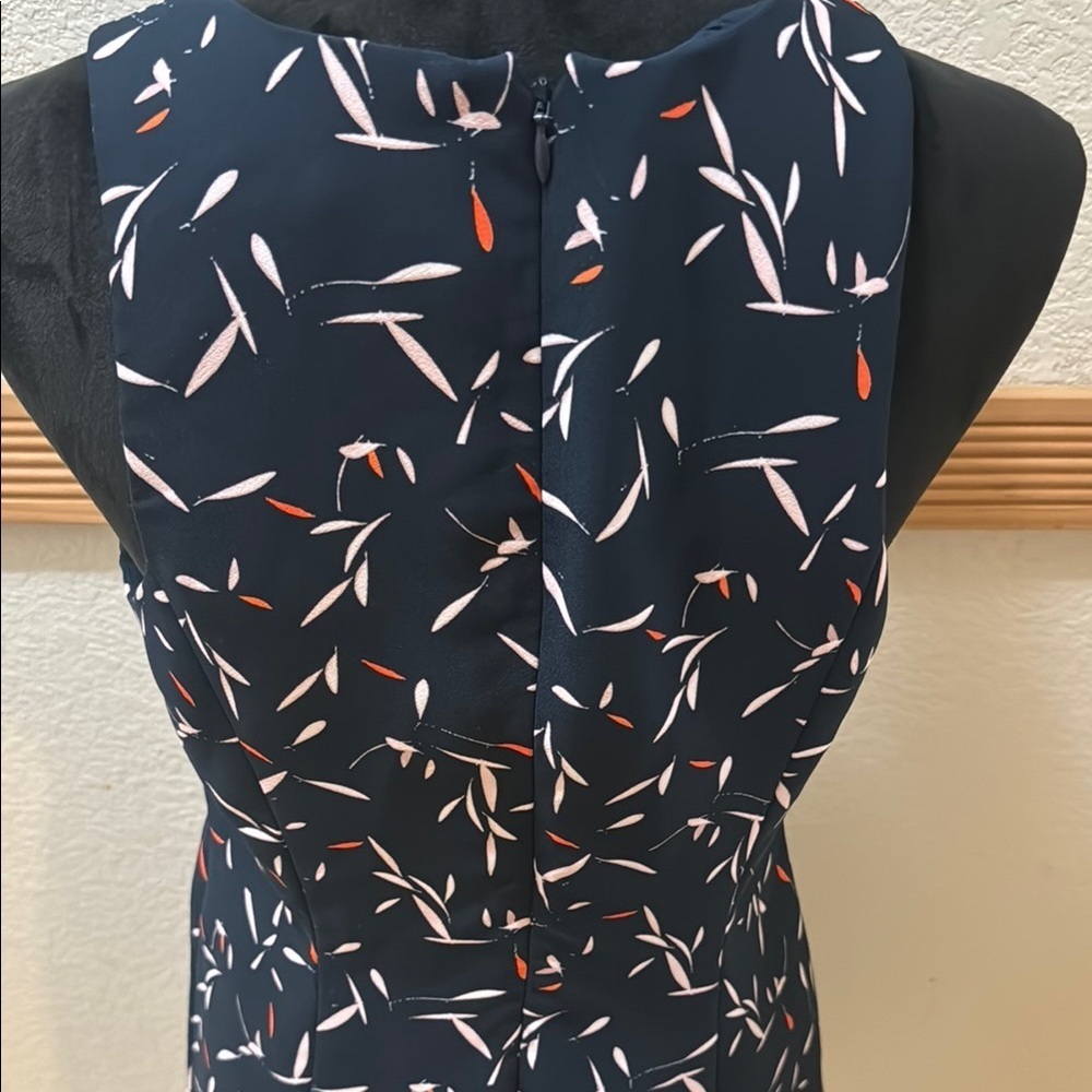 Banana Republic Navy Patterned Midi Dress Size 8 - Picture 7 of 9
